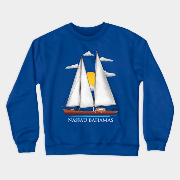 Nassau Bahamas Coastal Nautical Sailing Sailor Crewneck Sweatshirt by macdonaldcreativestudios